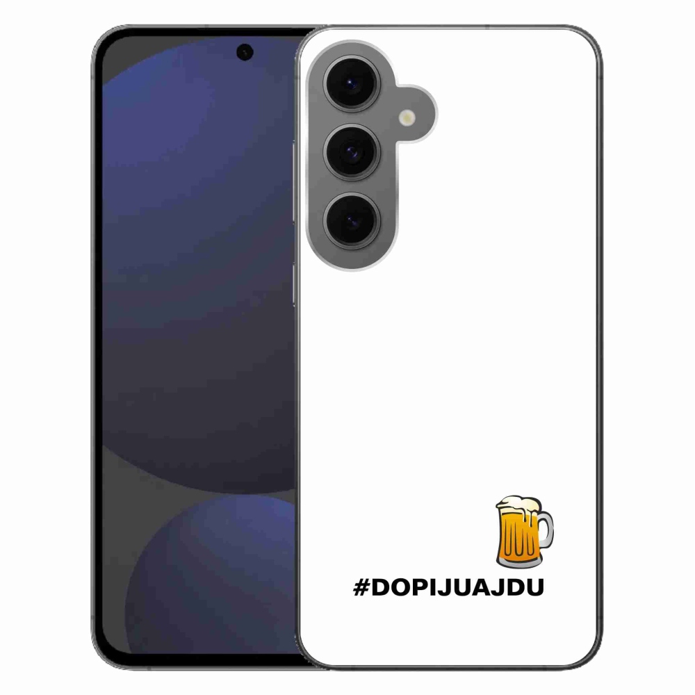 Gelový kryt mmCase na Samsung Galaxy S24 FE - pivní motiv 1 bílé pozadí
