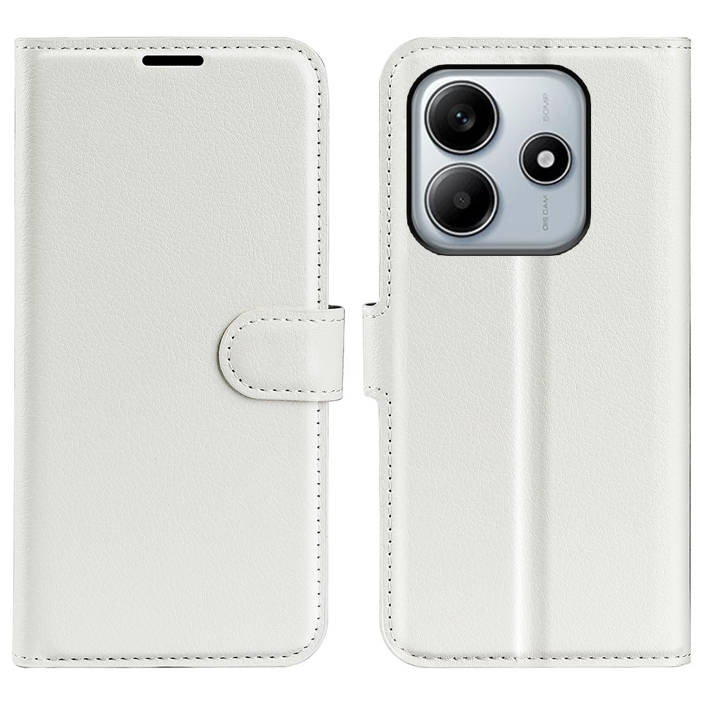 Litchi knížkové pouzdro na Xiaomi Redmi Note 14 5G - bílé