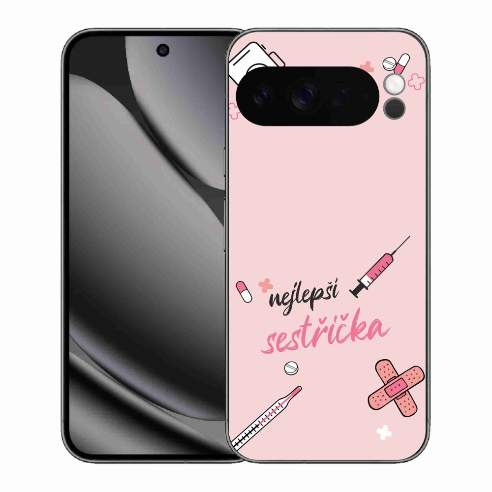 Gelový kryt mmCase na Google Pixel 10 Pro XL - nejlepší sestřička růžové pozadí