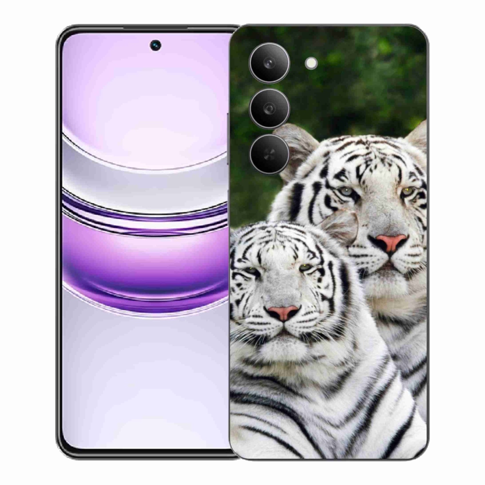 Gelový kryt mmCase na Realme 14x 5G - bílí tygři