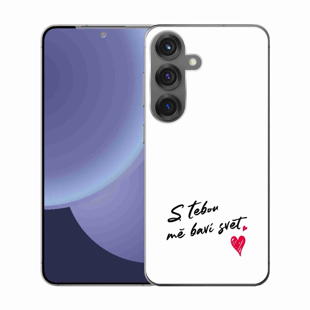 Gelový kryt mmCase na Samsung Galaxy S25 - zamilovaný text 1 bílé pozadí