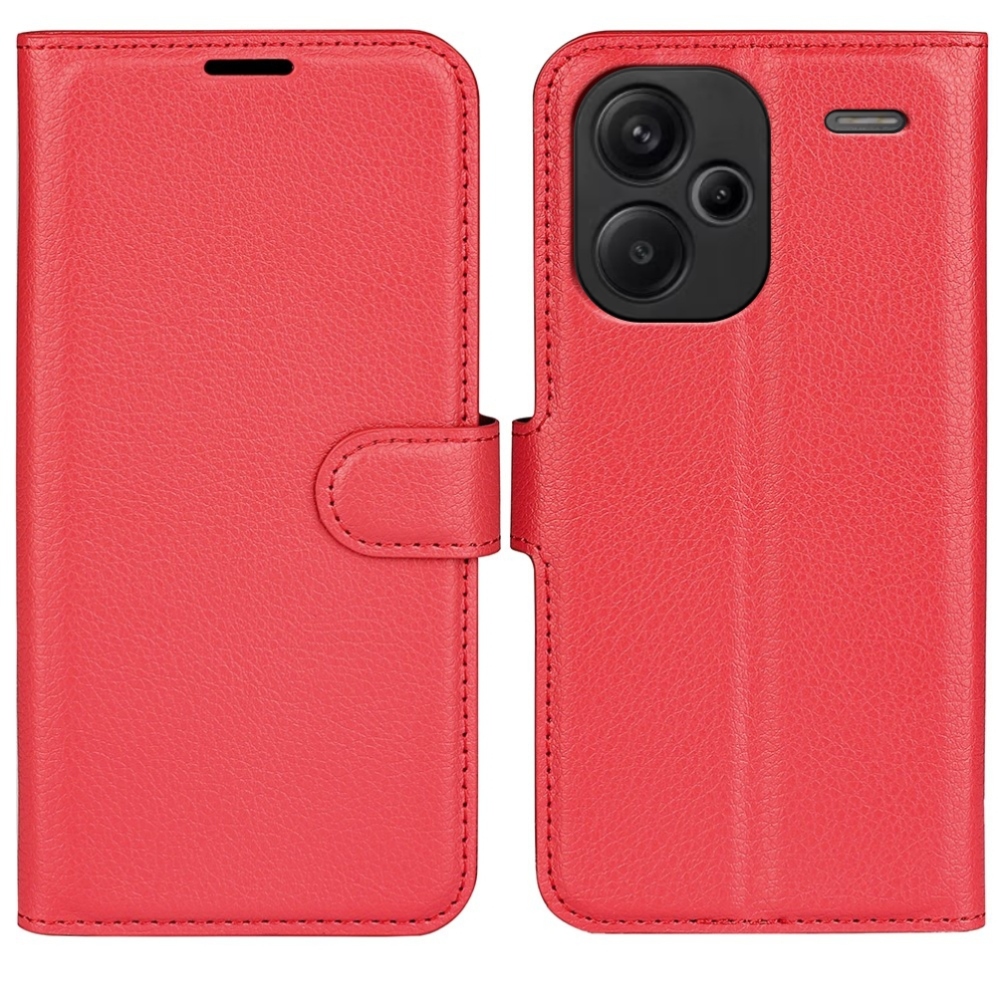 Litchi knížkové pouzdro na Xiaomi Redmi Note 13 Pro+ 5G - červené