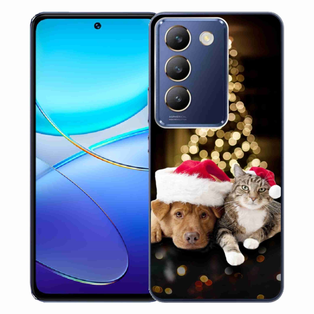 Gelový kryt mmCase na Vivo V40 SE 4G/5G - vánoční pes a kočka