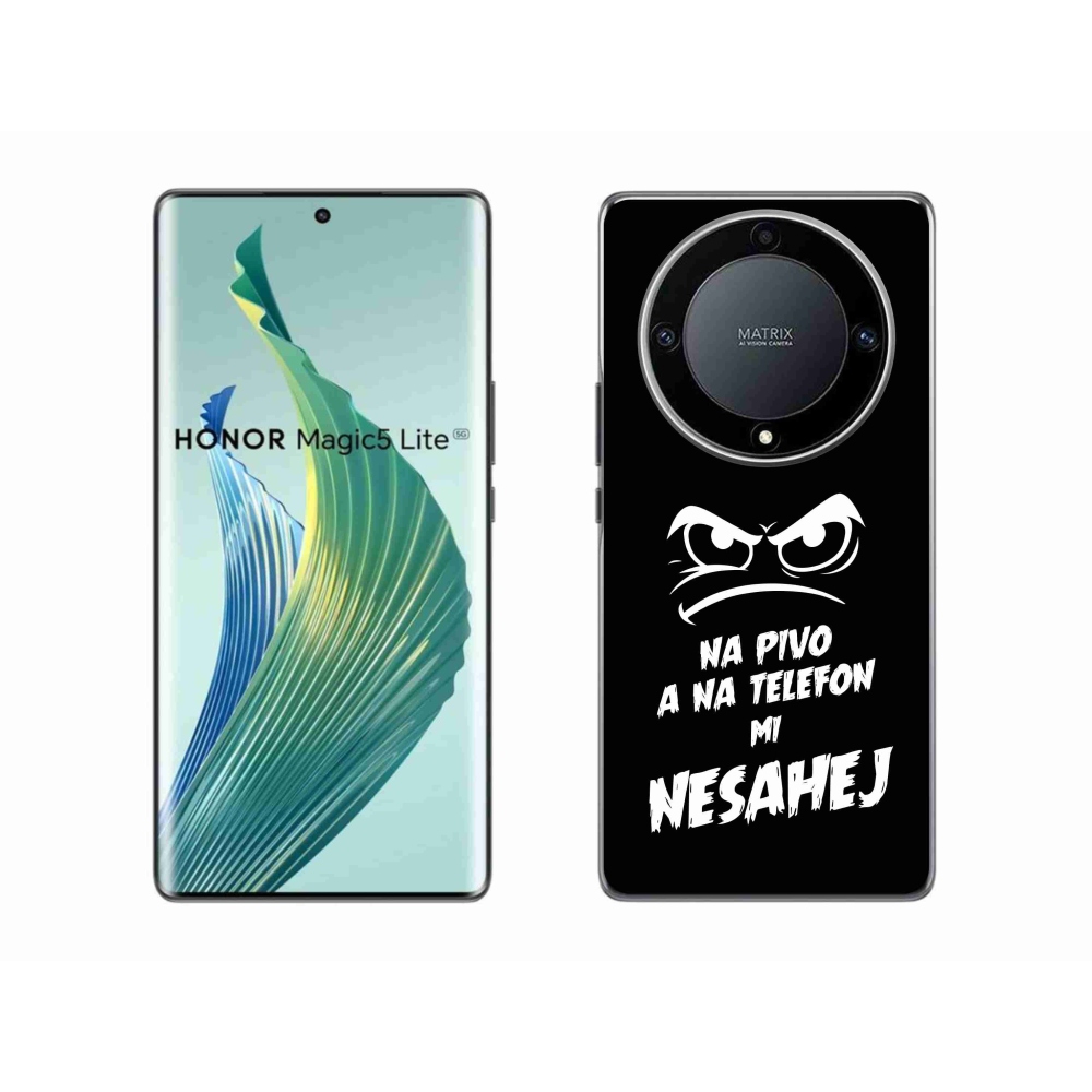 Gelový kryt mmCase na Honor Magic 5 Lite 5G - pivní motiv 2 černé pozadí