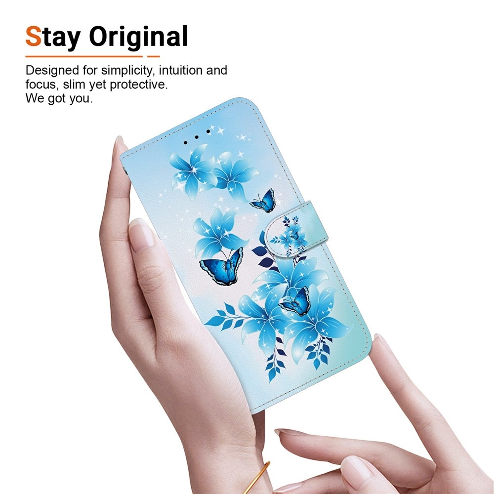 Versatile knížkové pouzdro na Xiaomi Redmi 15 4G (171mm) - modří motýli