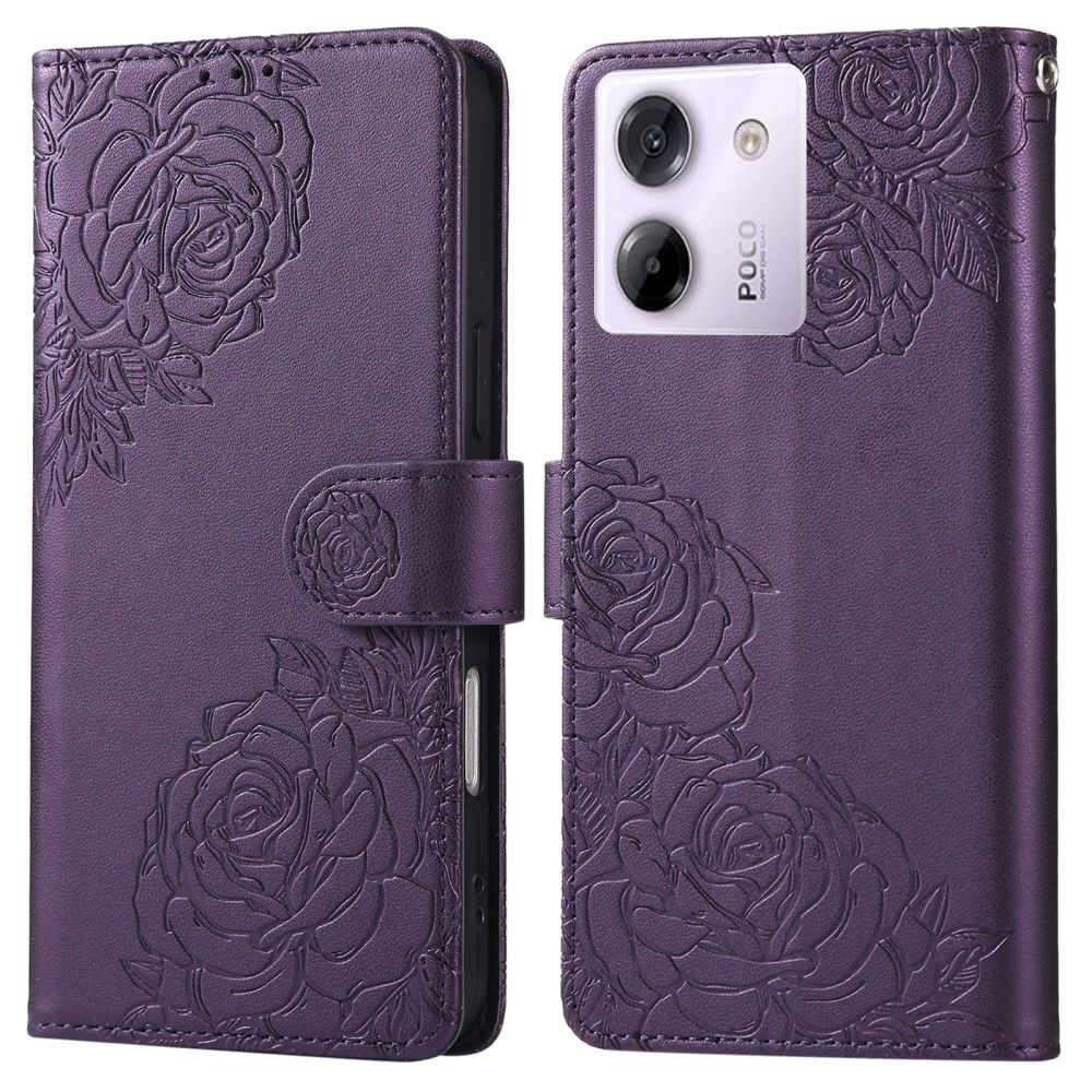 Rose knížkové pouzdro na Xiaomi Poco M7 Pro 5G/Note 14 5G - tmavěfialové