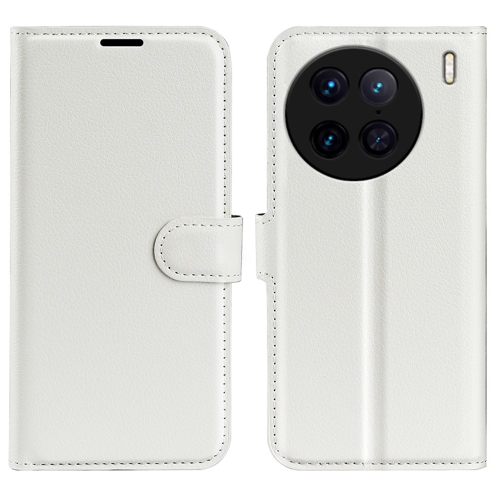 Litchi knížkové pouzdro na Vivo X90 Pro - bílé
