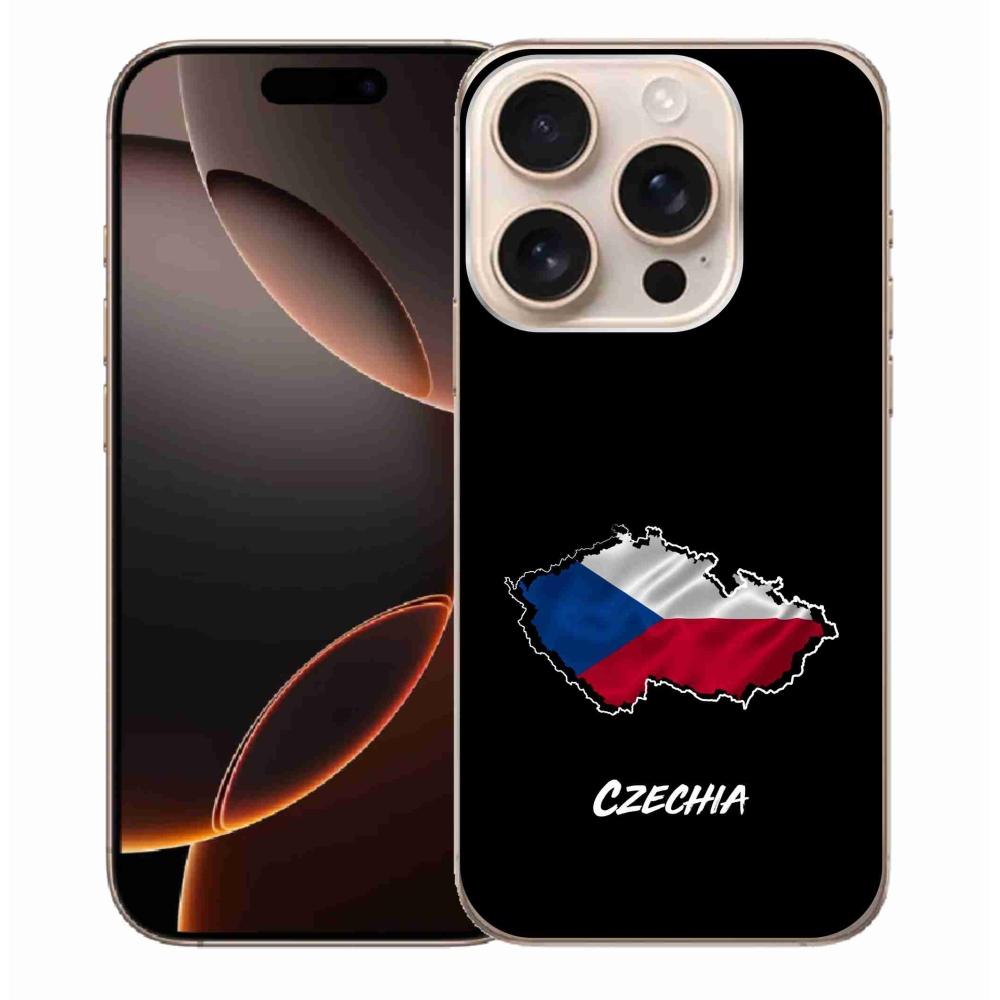 Gelový kryt mmCase na iPhone 16 Pro Max - Czechia černé pozadí