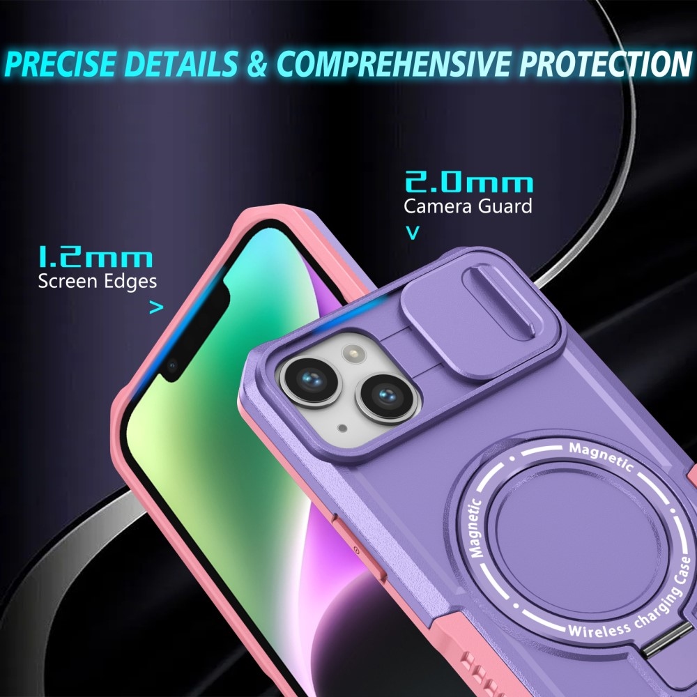 Fulcrum odolný kryt s ochranou fotoaparátu a s MagSafe na iPhone 14 - růžový/fialový