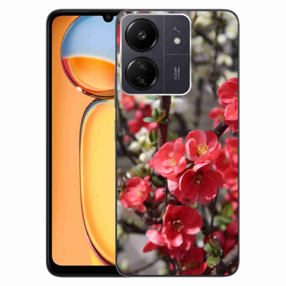 Gelový kryt mmCase na Xiaomi Poco C65/Redmi 13C - červené květy