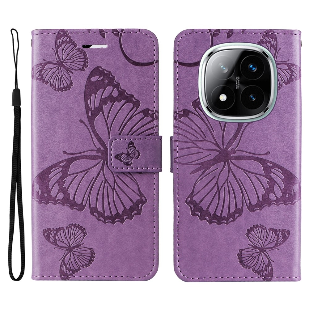 Big Butterfly knížkové pouzdro na Xiaomi Redmi Note 14 Pro 5G/Poco X7 5G/Note 14 Pro+ 5G - fialové