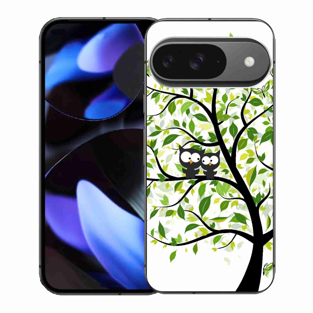Gelový kryt mmCase na Google Pixel 9/9 Pro - sovičky na stromě