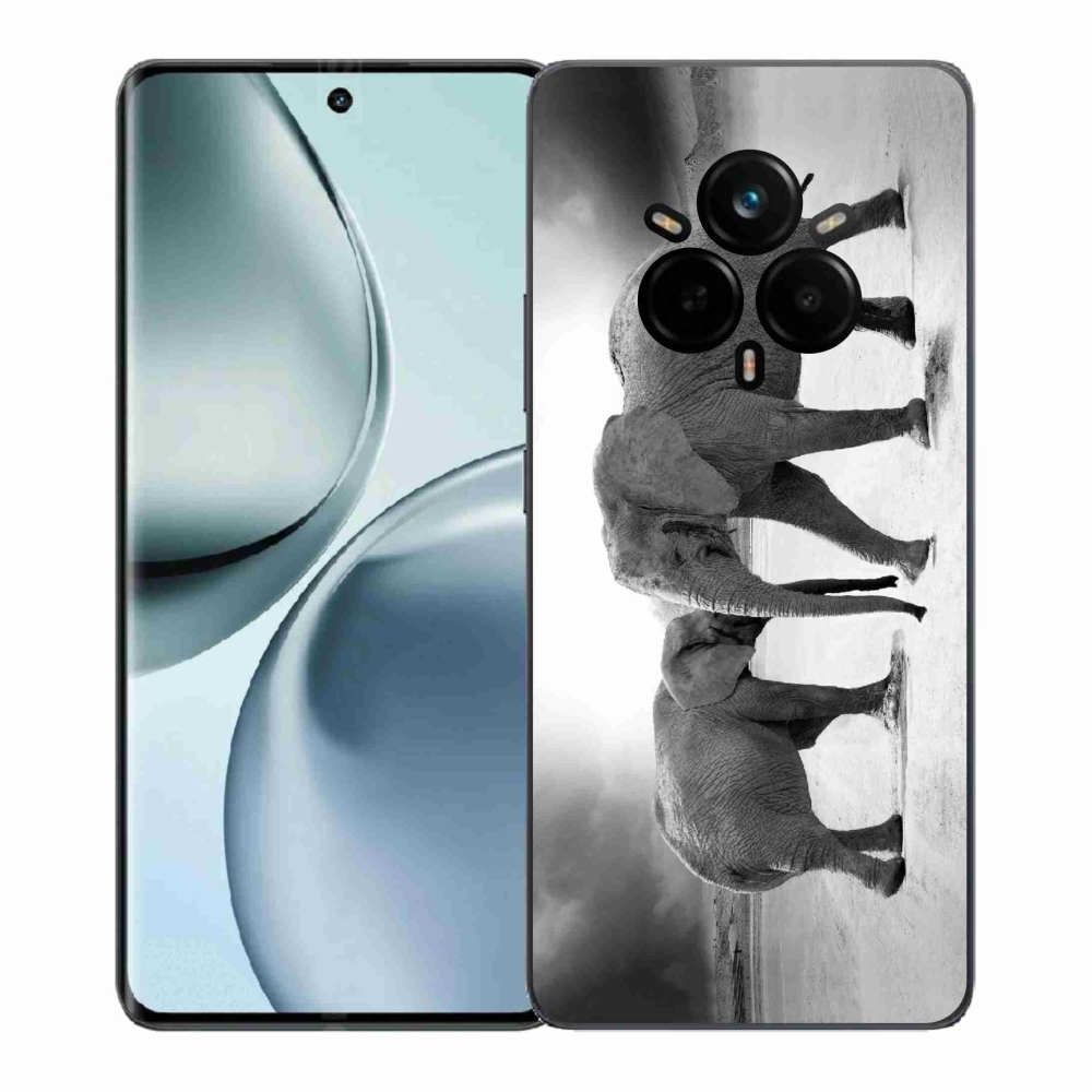 Gelový kryt mmCase na Realme 14 Pro+ 5G - černobílí sloni