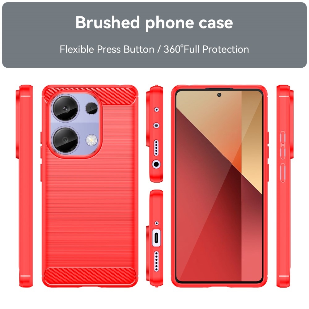 Carbon odolný gelový obal na Xiaomi Redmi Note 13 Pro 4G/Poco M6 Pro - červený