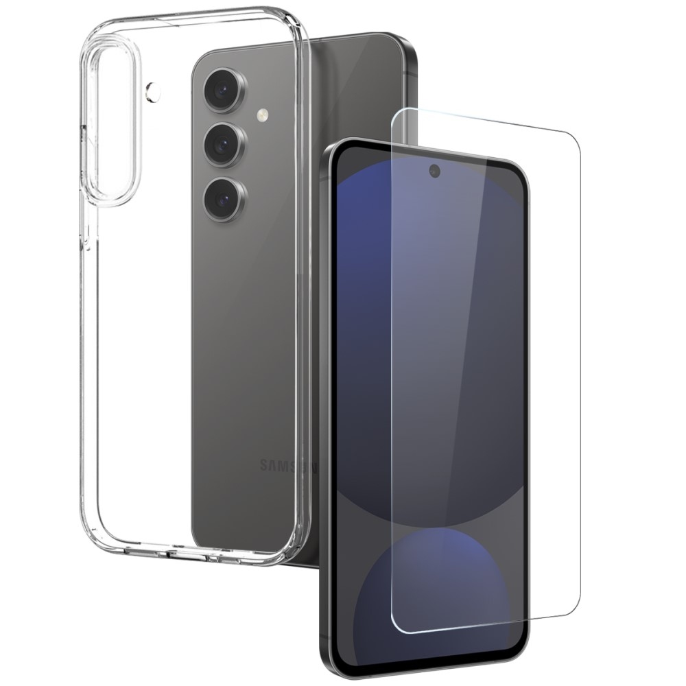 NORTHJO průhledný gelový obal + tvrzené sklo na Samsung Galaxy S25 - průhledný
