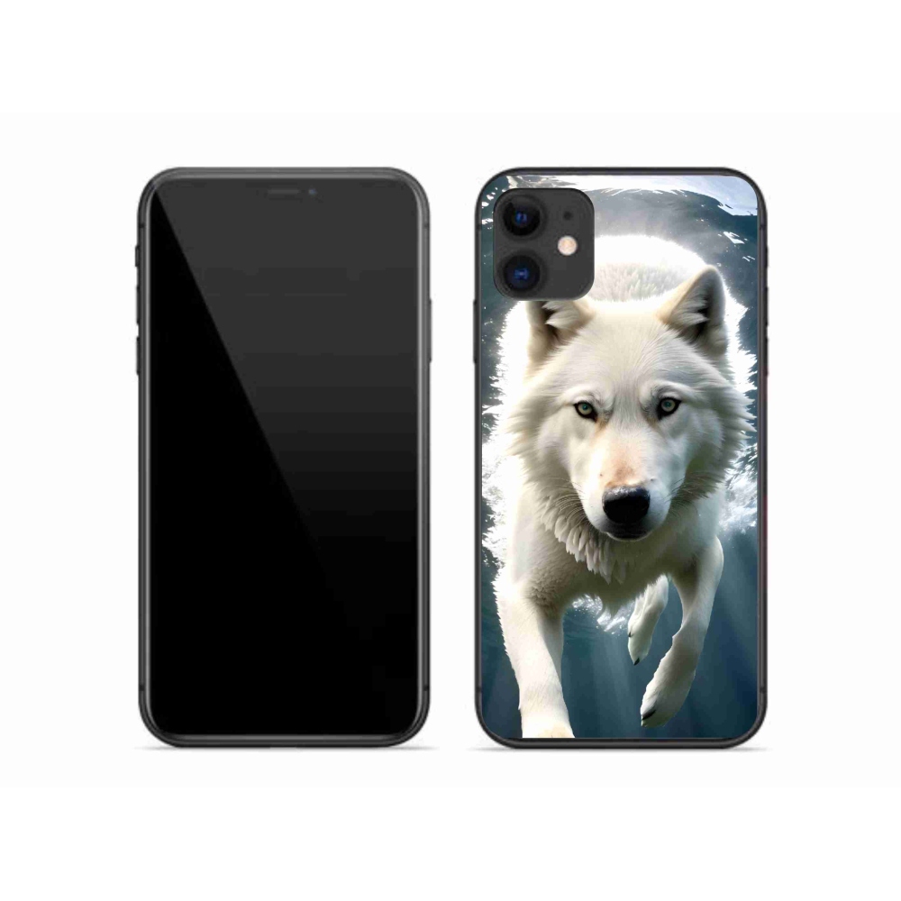 Gelový kryt mmCase na iPhone 11 - bílý vlk