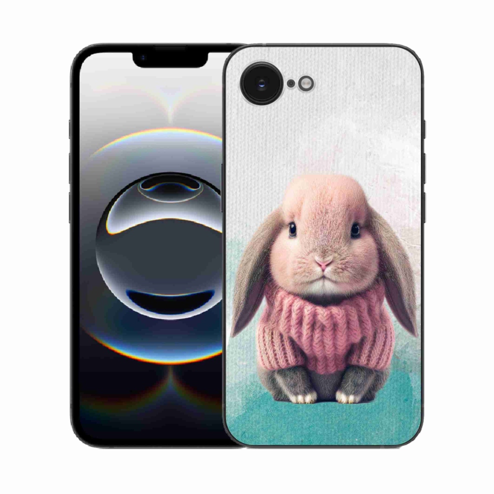Gelový kryt mmCase na iPhone 16e - králíček ve svetru
