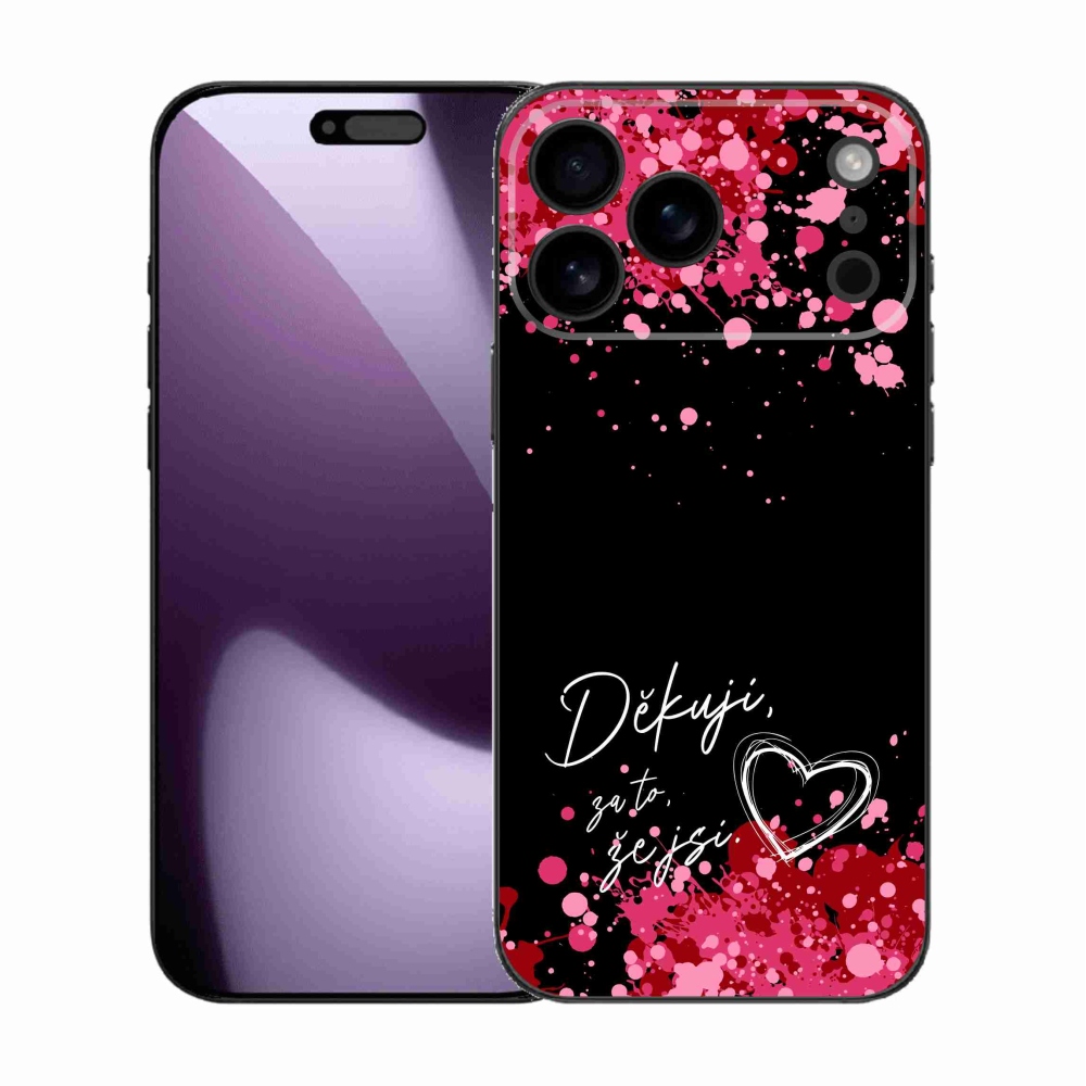 Gelový kryt mmCase na iPhone 17 Pro Max - zamilovaný text 2 černé pozadí