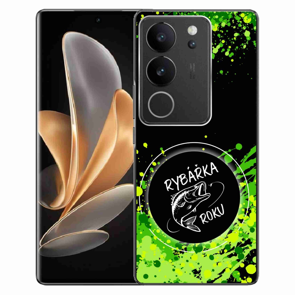 Gelový kryt mmCase na Vivo V29 5G - rybářka roku černé pozadí