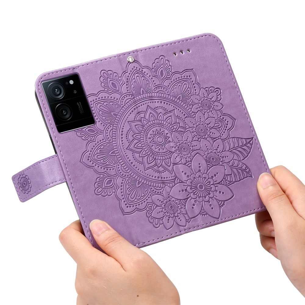Mandala knížkové pouzdro na Xiaomi 13T/13T Pro - fialové