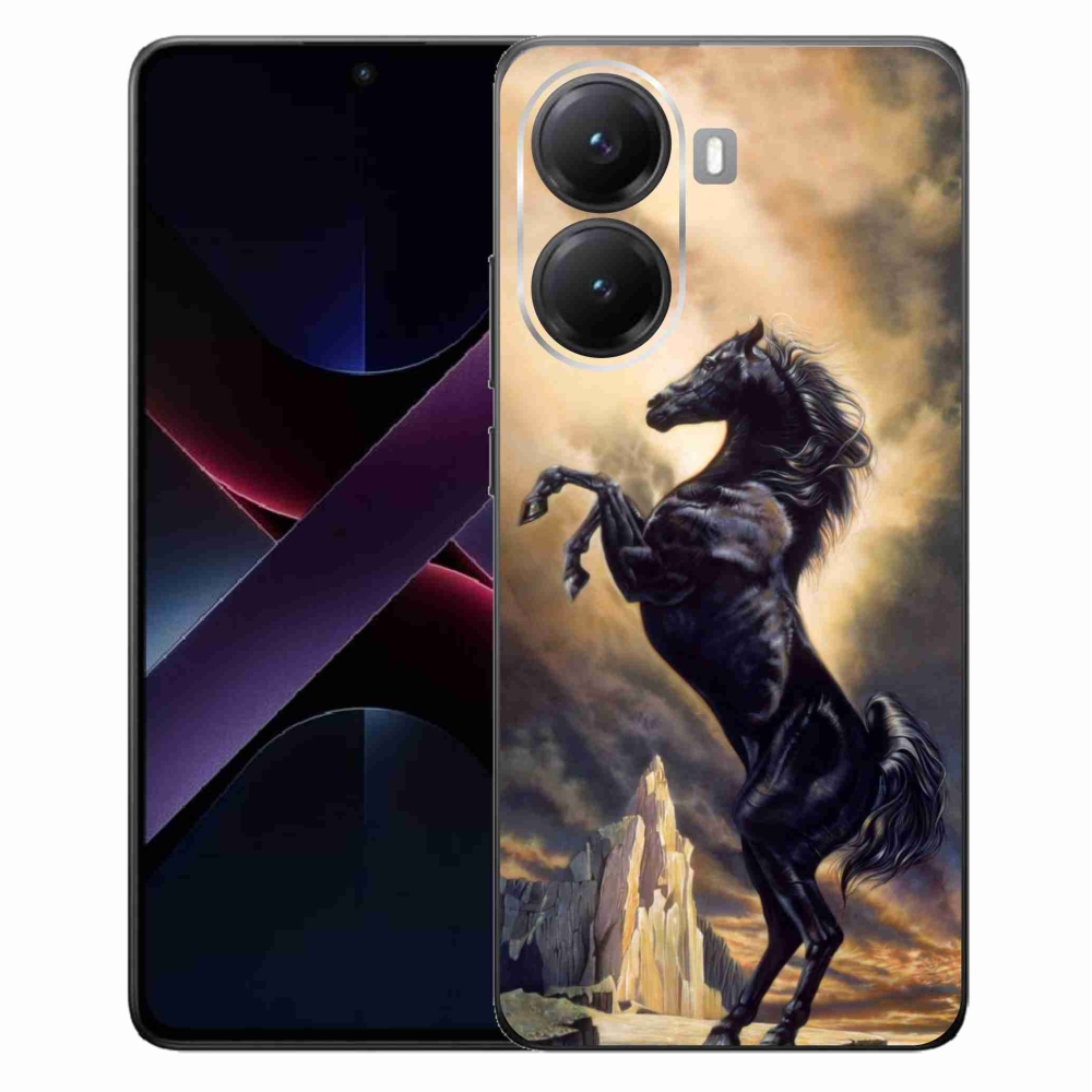 Gelový kryt mmCase na Xiaomi Poco X7 Pro 5G - černý kreslený kůň