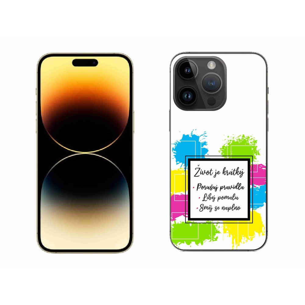 Gelový kryt mmCase na iPhone 14 Pro Max 6.7 - citát 5 bílé pozadí