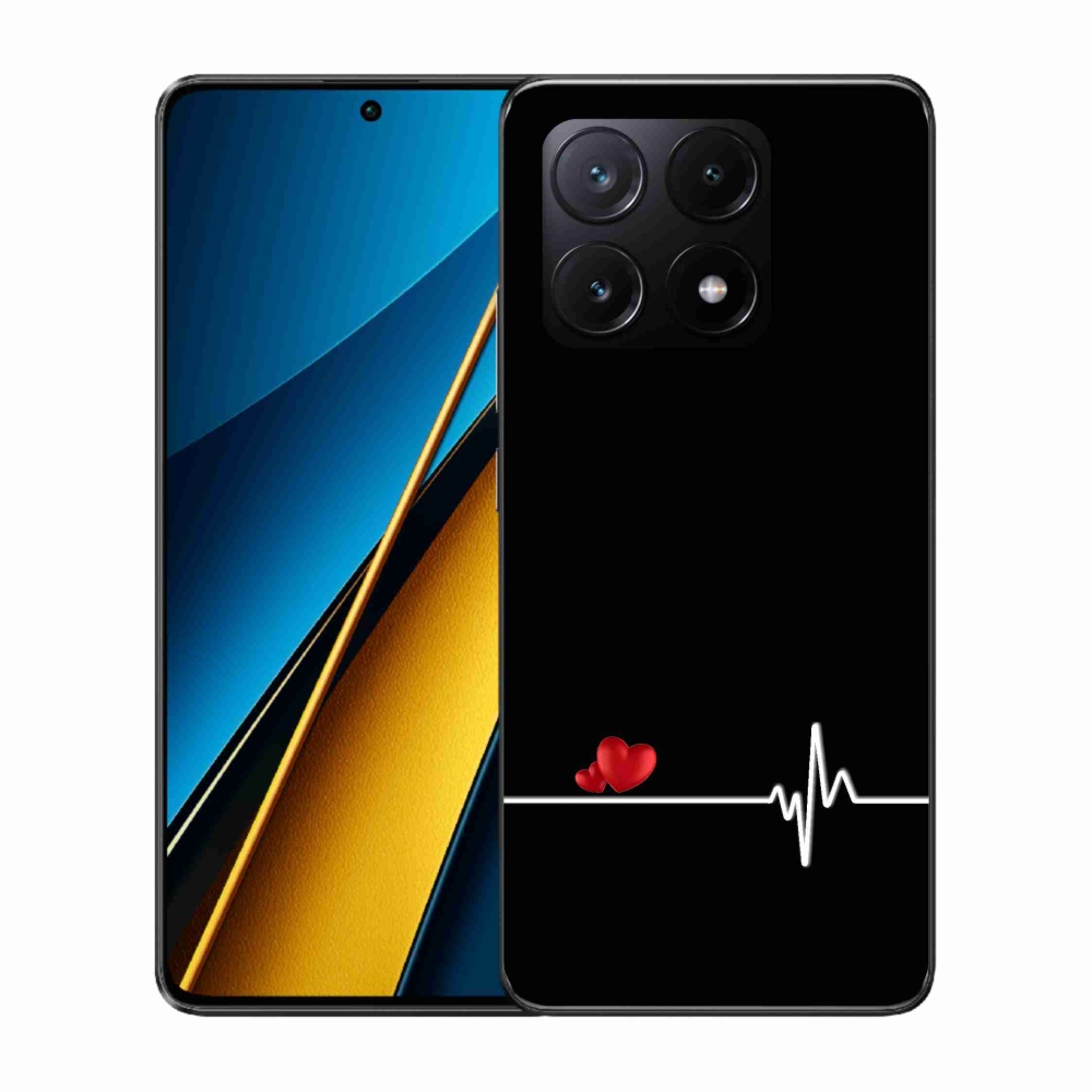 Gelový kryt mmCase na Xiaomi Poco X6 Pro 5G - srdce a tep černé pozadí