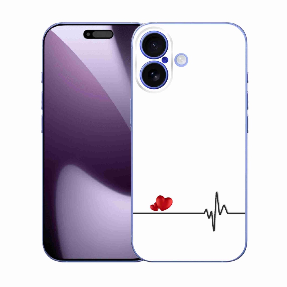 Gelový kryt mmCase na iPhone 17 - srdce a tep bílé pozadí