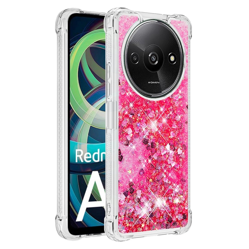 Glitter gelový přesýpací obal na Xiaomi Redmi A3 - růžový/srdíčka