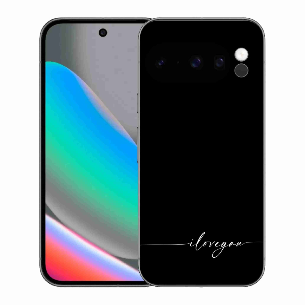 Gelový kryt mmCase na Google Pixel 10 Pro - I love you černé pozadí