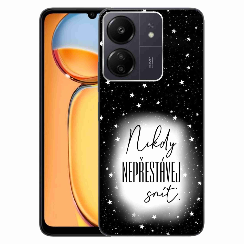 Gelový kryt mmCase na Xiaomi Poco C65/Redmi 13C - citát 1 bíločerné pozadí