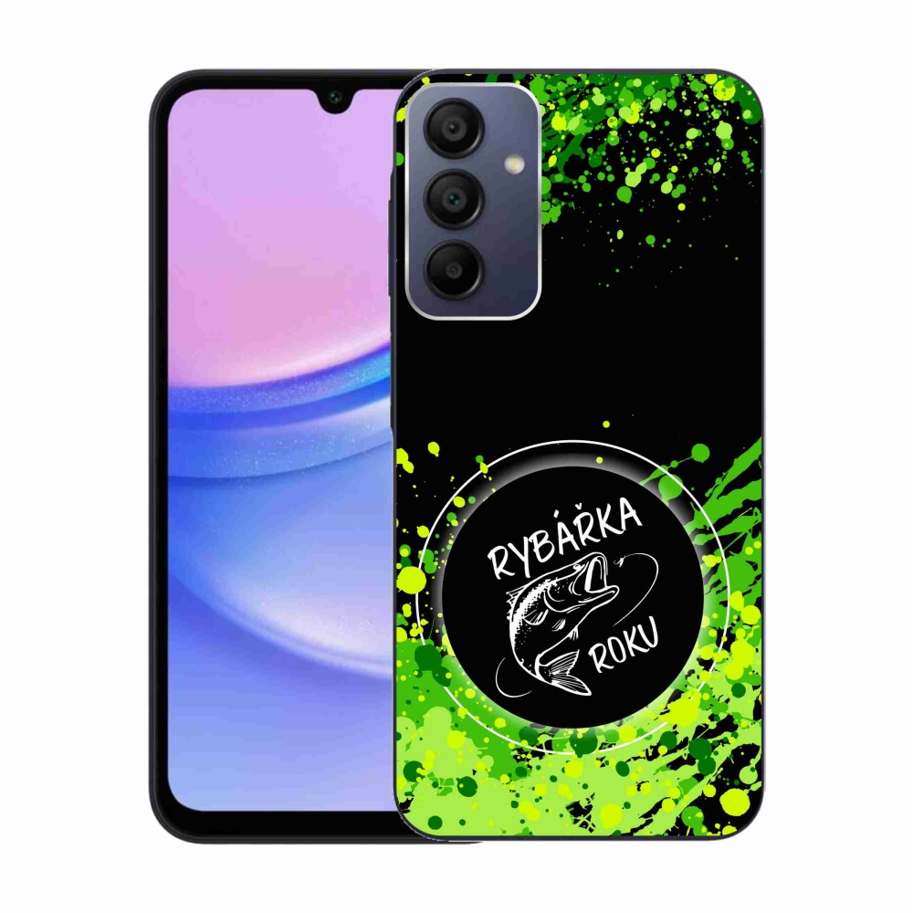 Gelový kryt mmCase na Samsung Galaxy A15 4G/5G - rybářka roku černé pozadí