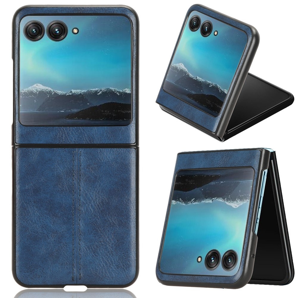 Vintages plastový kryt s umělou kůží na Motorola Razr 40 Ultra 5G - modrý