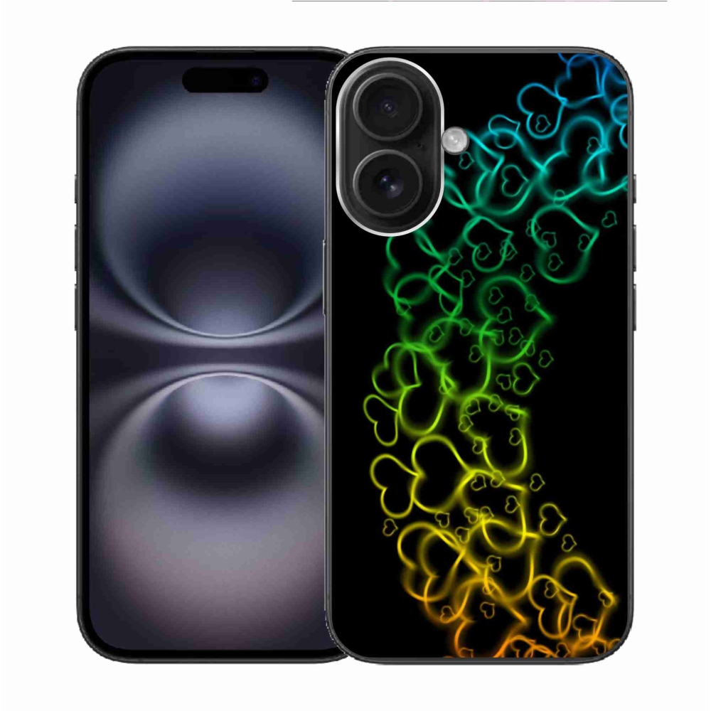 Gelový kryt mmCase na iPhone 16 - barevná srdíčka
