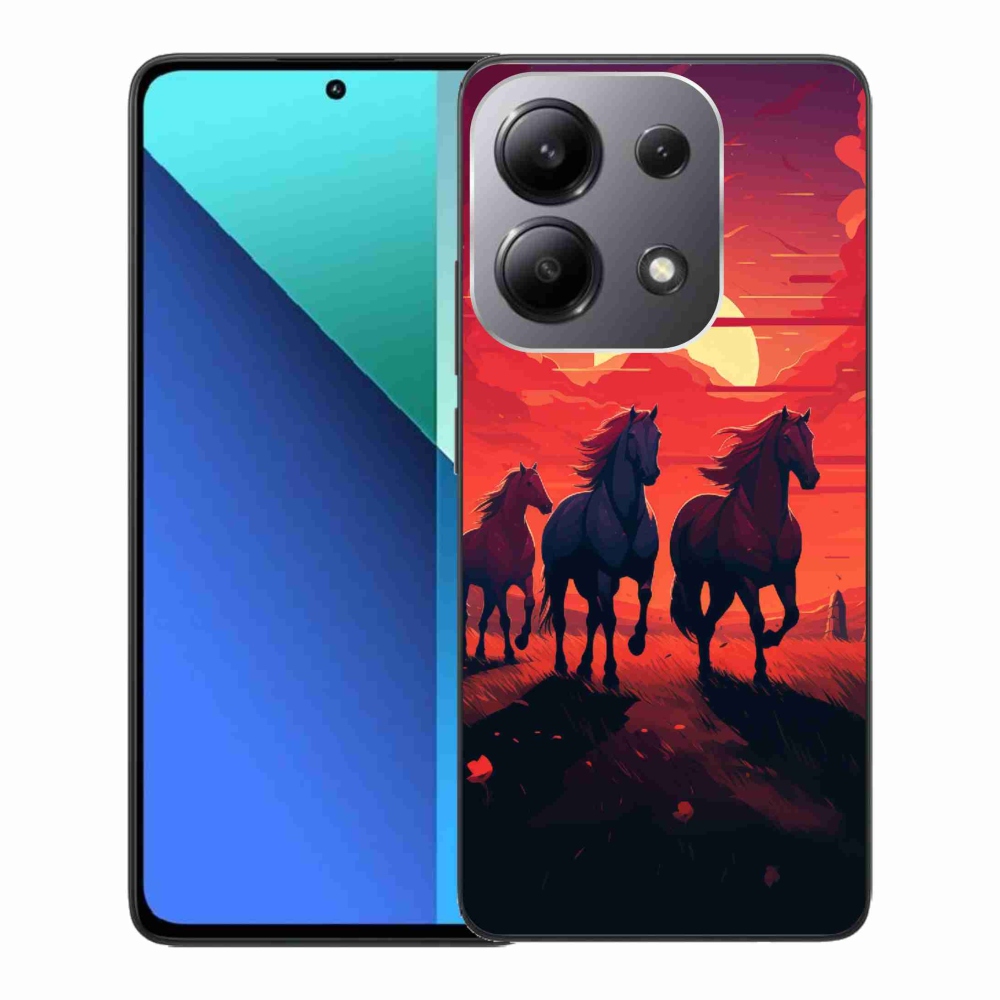 Gelový kryt mmCase na Xiaomi Redmi Note 13 - koně a západ slunce