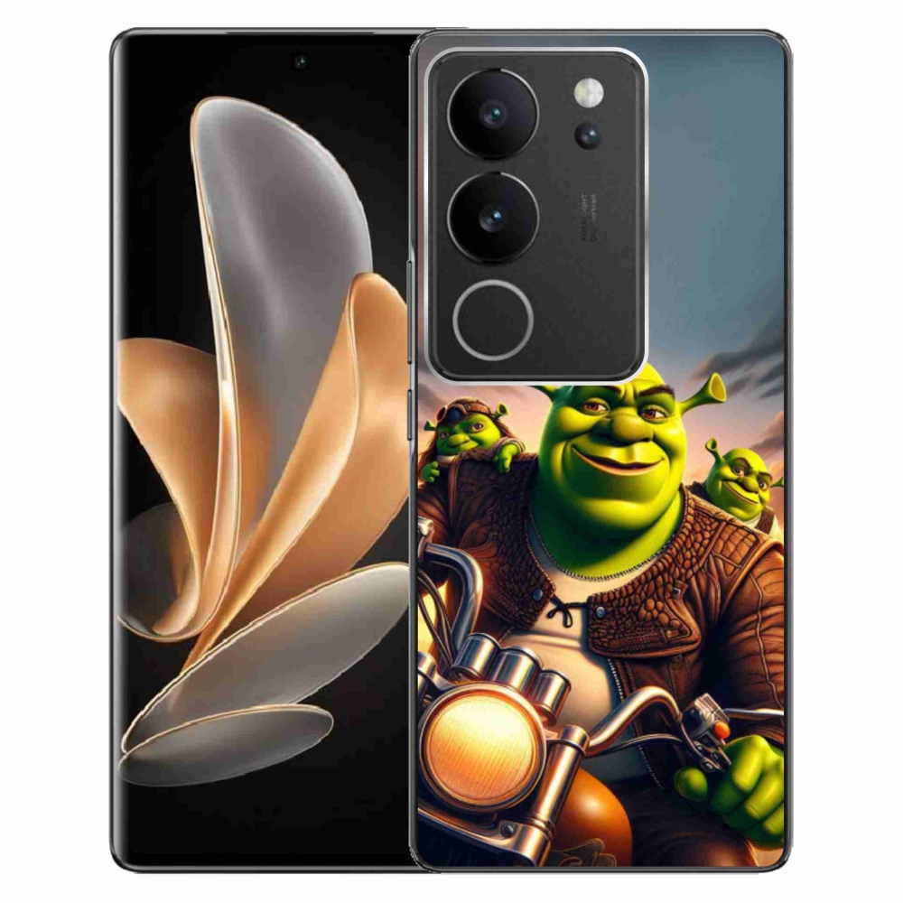 Gelový kryt mmCase na Vivo V29 5G - shrek na motorce