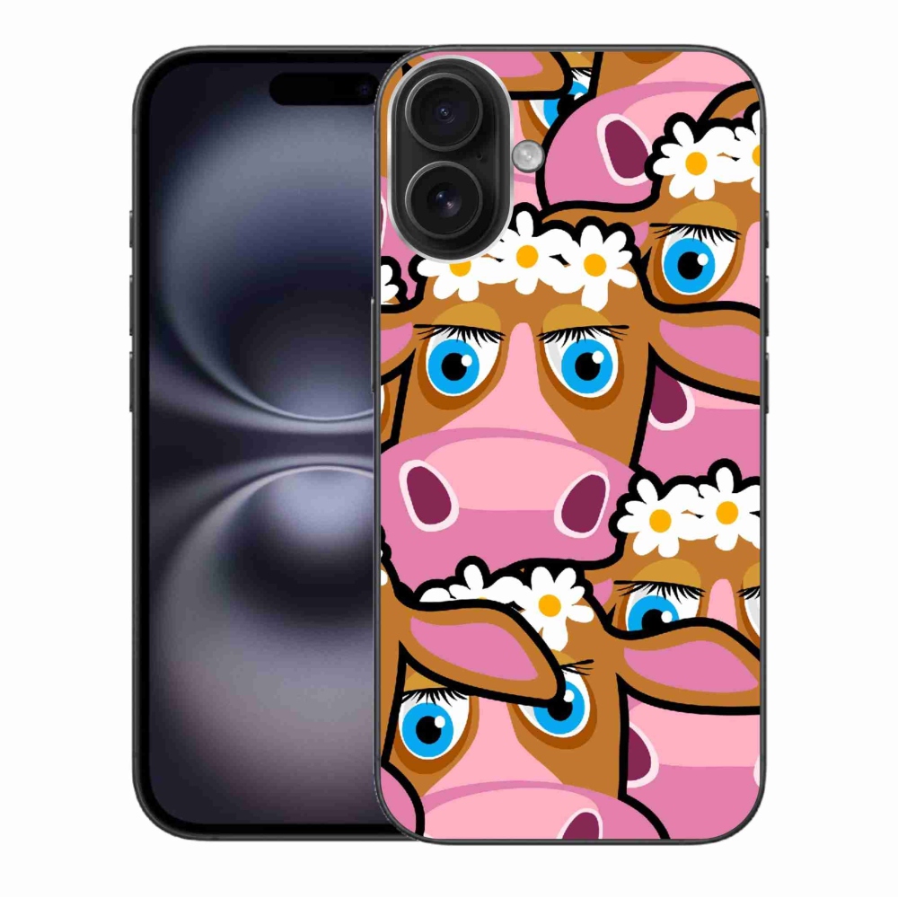 Gelový kryt mmCase na iPhone 16 Plus - kreslené kravičky