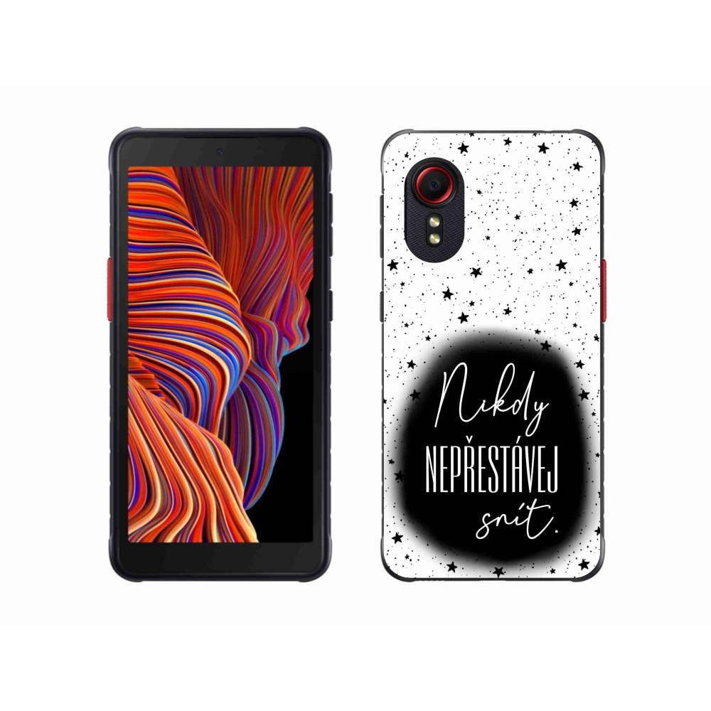 Gelový kryt mmCase na Samsung Galaxy Xcover 5 - citát 1 černobílé pozadí