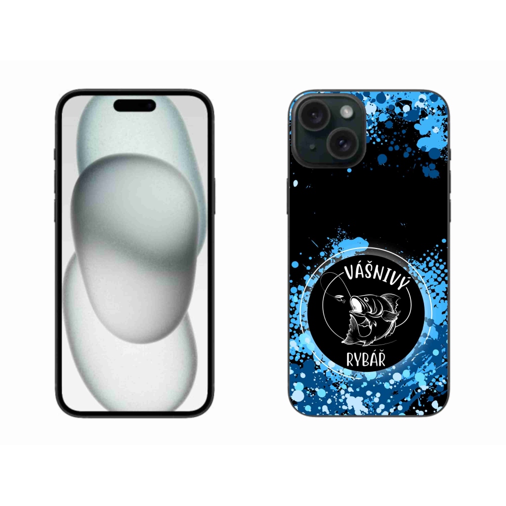 Gelový kryt mmCase na iPhone 15 Plus - vášnivý rybář černé pozadí