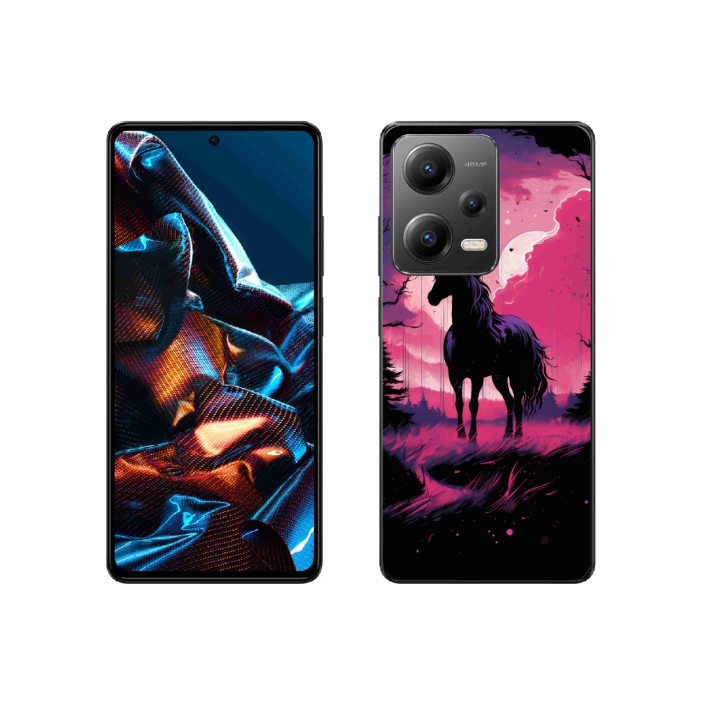 Gelový kryt mmCase na Xiaomi Redmi Note 12 Pro 5G - černý kreslený kůň 1