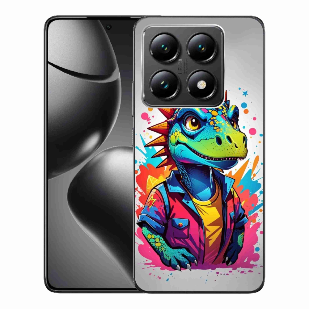 Gelový kryt mmCase na Xiaomi 14T - barevný dinosaurus