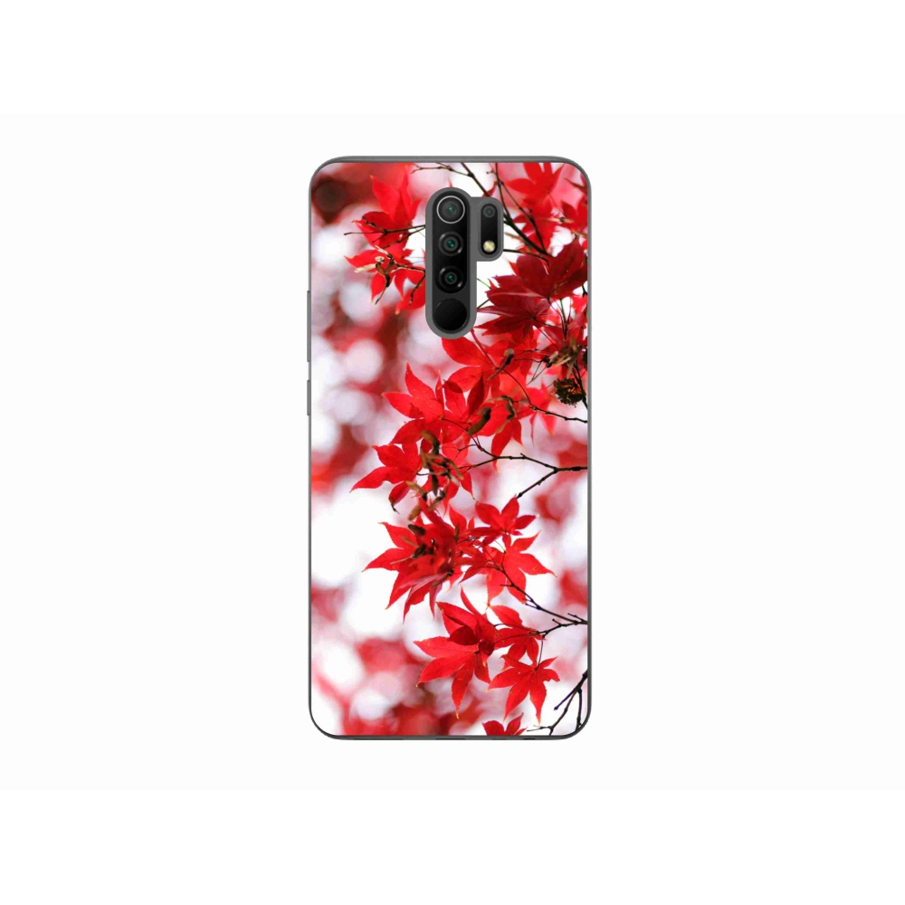 Gelový kryt mmCase na Xiaomi Redmi 9 - červené listy