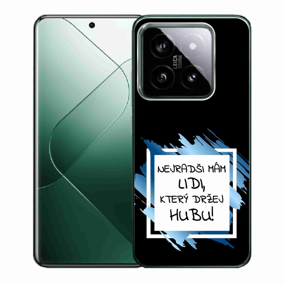 Gelový kryt mmCase na Xiaomi 14 - vtipný text 7 bíločerné pozadí