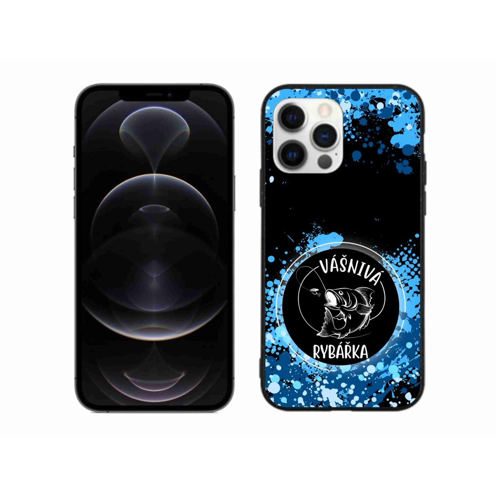 Gelový kryt mmCase na iPhone 12 Pro Max - vášnivá rybářka černé pozadí