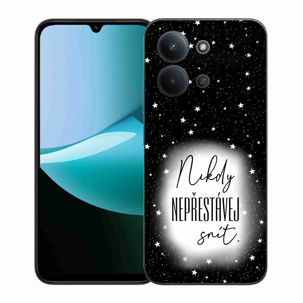 Gelový kryt mmCase na Xiaomi Redmi 15C 4G (171mm)/Poco C85 4G (171mm) - citát 1 bíločerné pozadí
