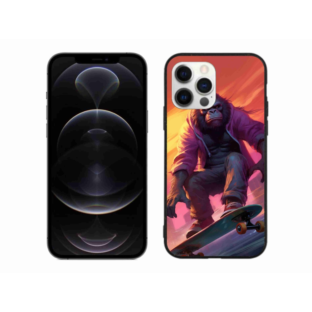 Gelový kryt mmCase na iPhone 12 Pro Max - gorila na skateboardu