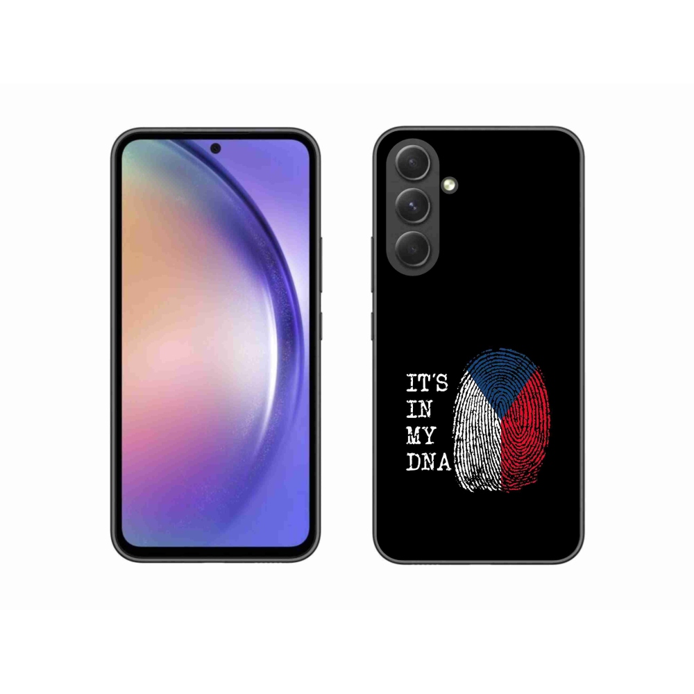 Gelový kryt mmCase na Samsung Galaxy A54 5G - vlajka otisk prstu černé pozadí