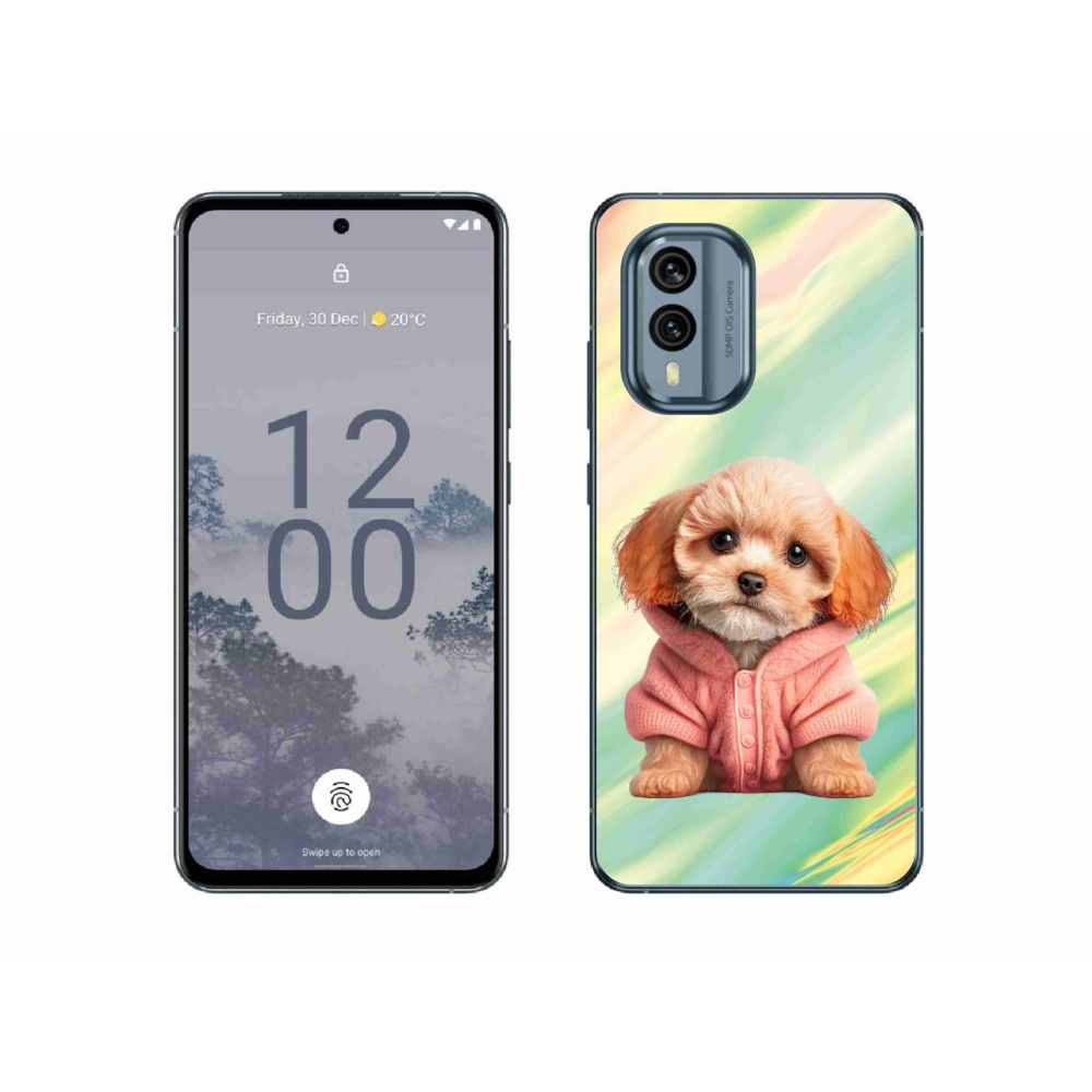 Gelový kryt mmCase na Nokia X30 5G - štěně ve svetru