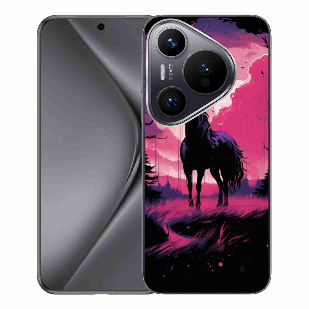Gelový kryt mmCase na Huawei Pura 70 Pro - černý kreslený kůň 1