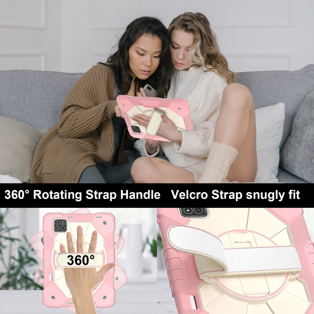 Strap odolný kryt s držákem na ruku a ramenním popruhem na Xiaomi Pad 7/7 Pro - růžovozlatý